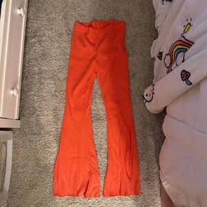 Vibrant Orange Aerie Flared Ribbed Pants